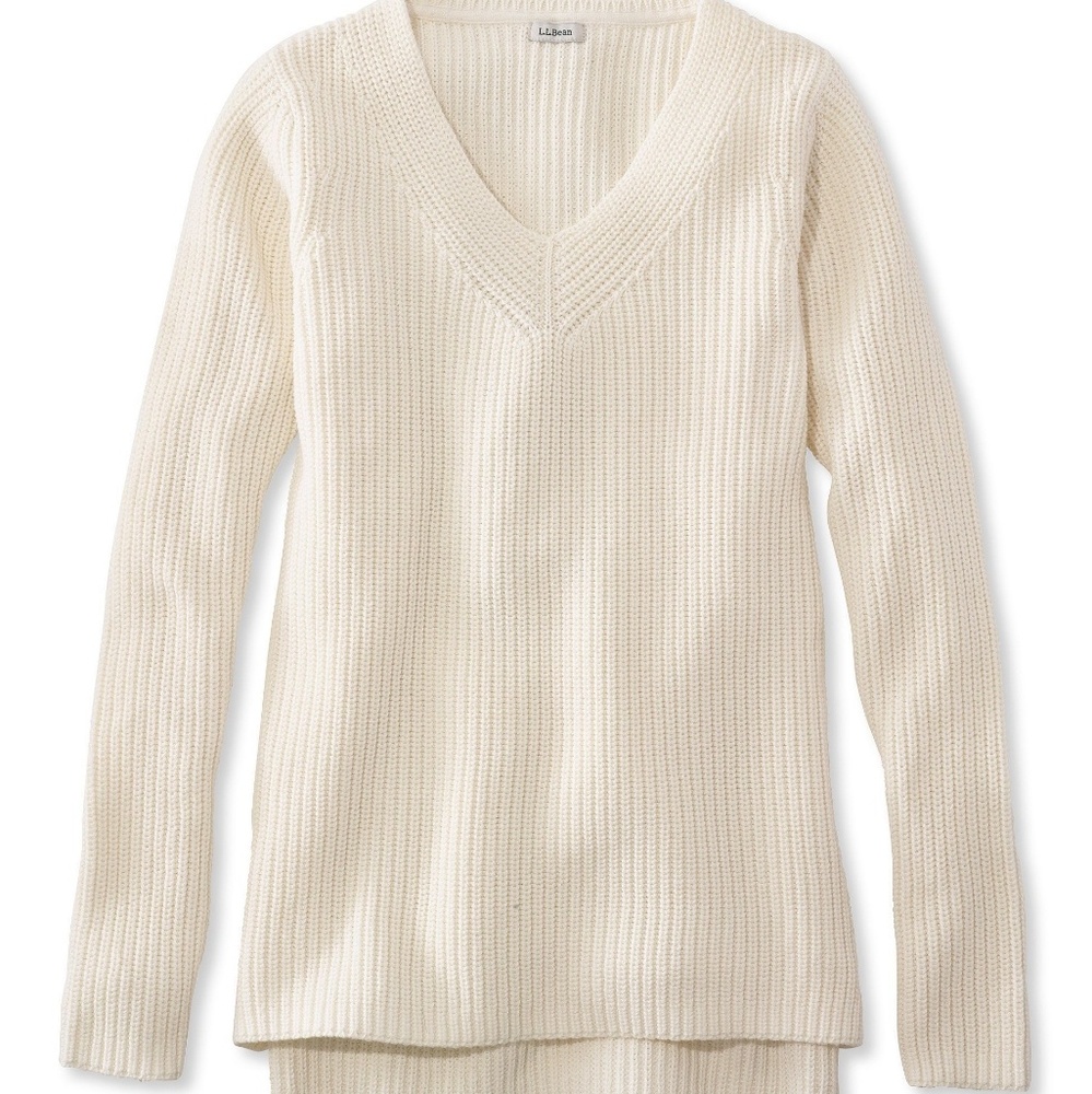 L.L.Bean Shaker-Stitch Sweater, V-Neck Pullover